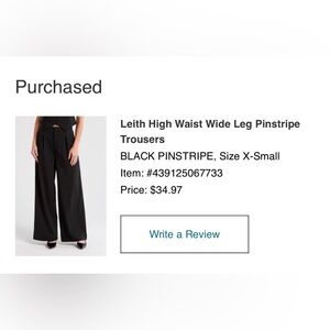Leith Black Pinstripe Wide Leg Pants